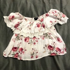 Off shoulder white cream shirt